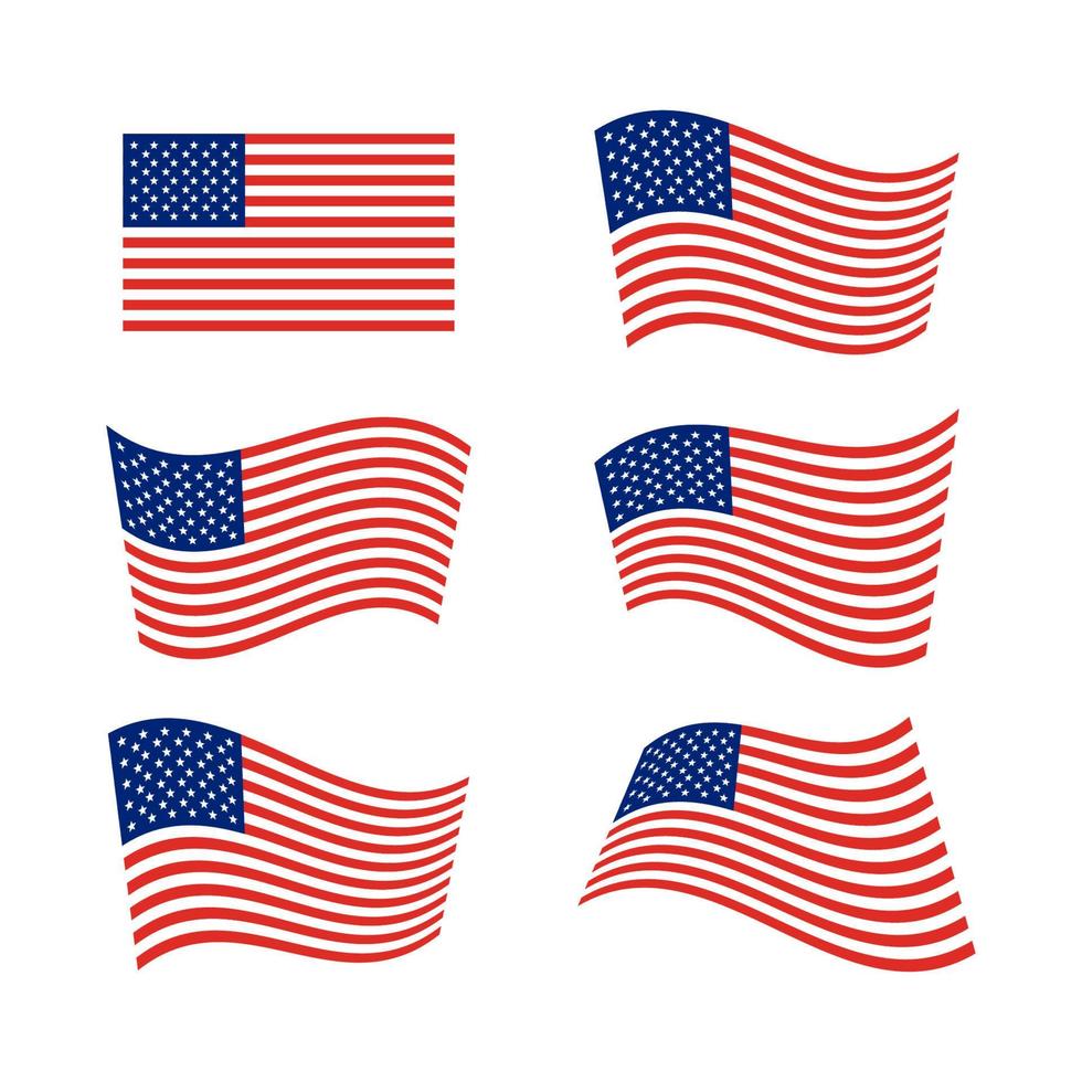 Collection of flat American flag illustration vector