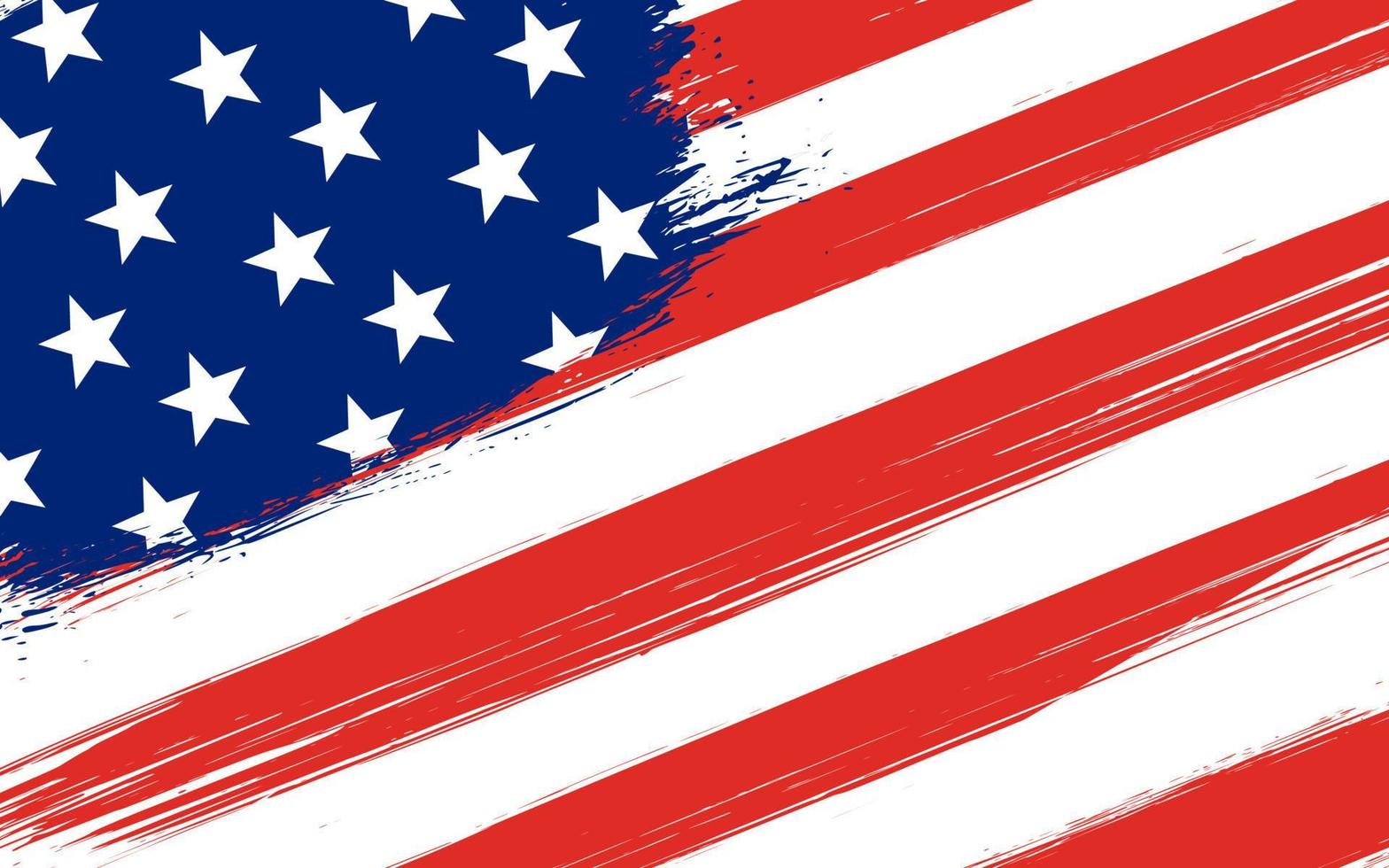 American flag with brushed stroke background vector