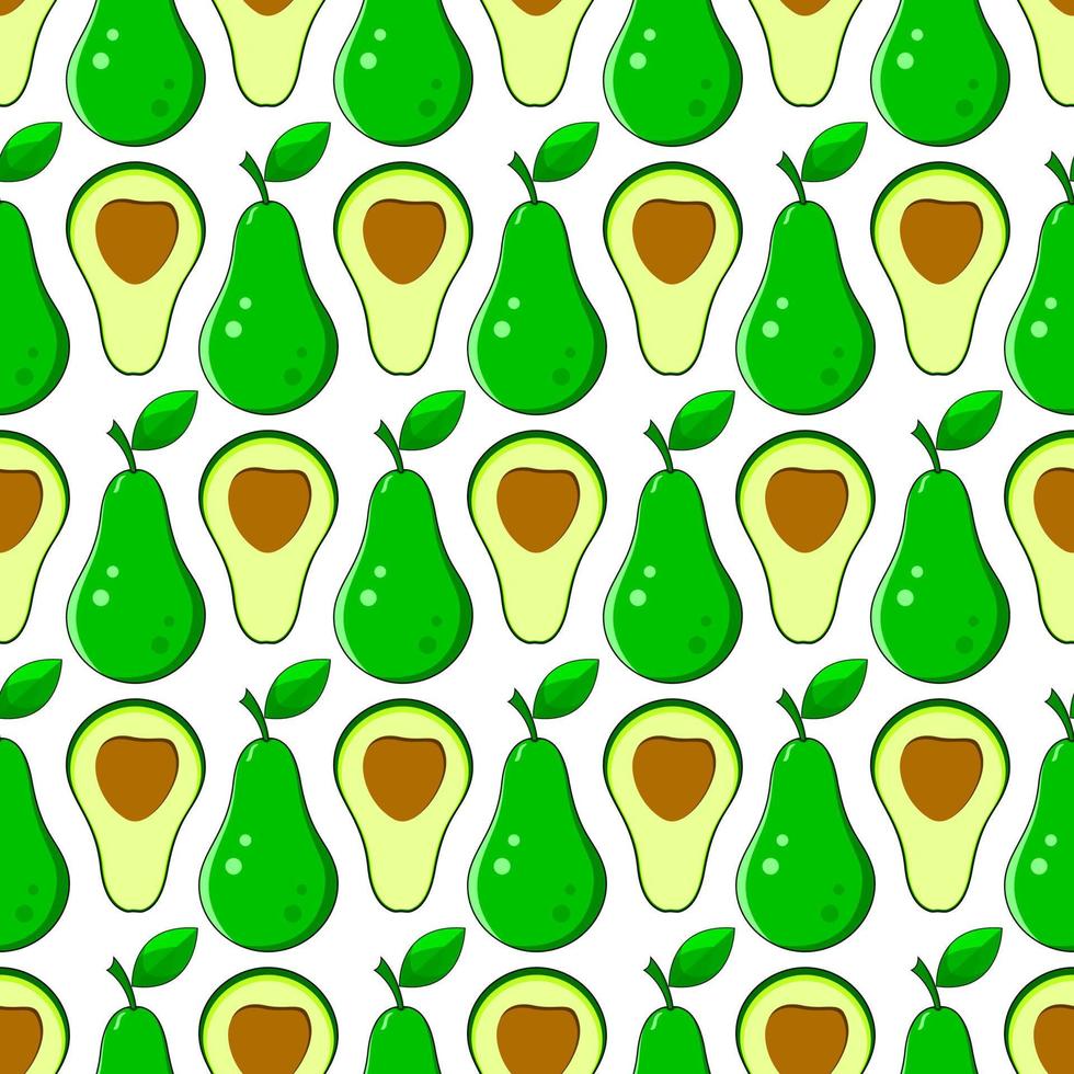 seamless pattern of avocado fresh fruit vector