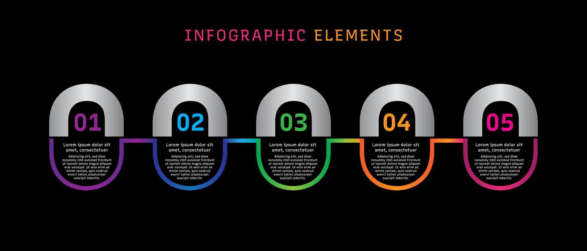 elementos infográficos corporativos de negocios de línea de tiempo de cinco pasos vector