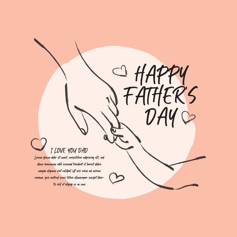 illustration hands father and son outline celebration fathers day vector