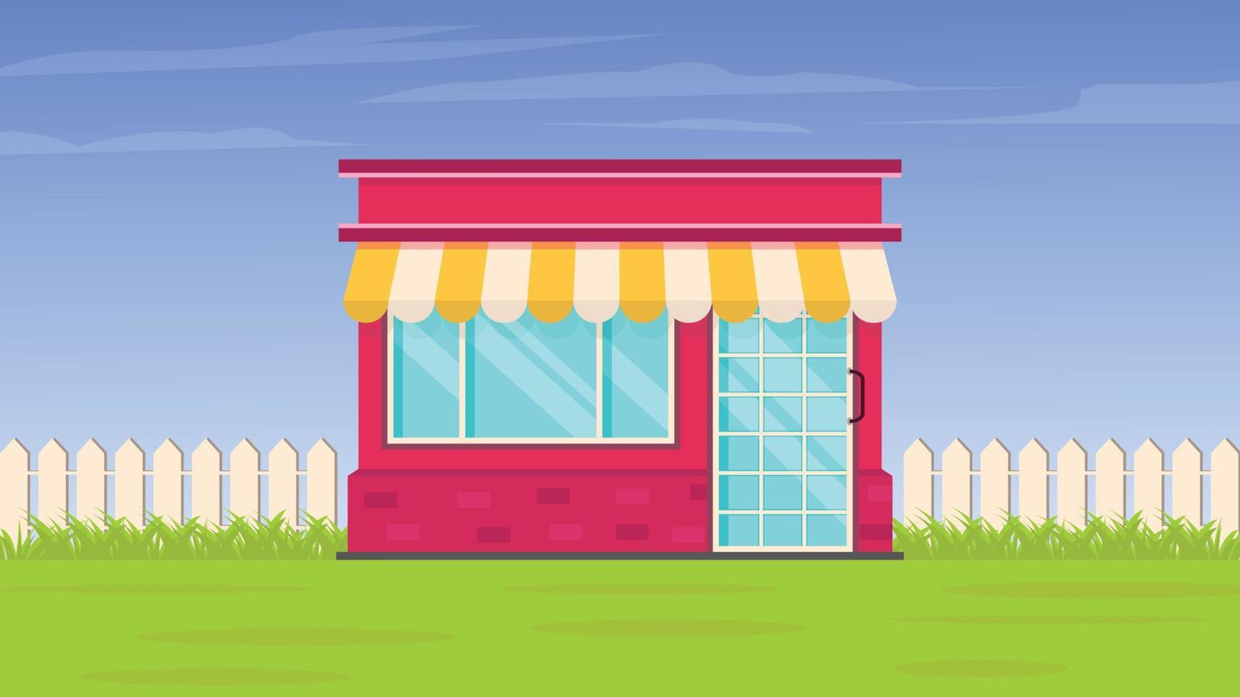 Small urban european style street shop. Flat vector