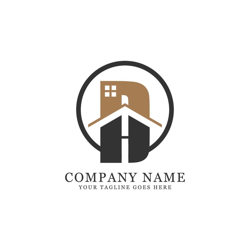 Real estate logo design with initial group name D and H, DH letter logo vector idea