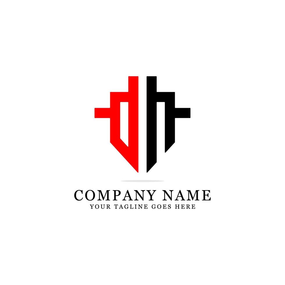 DH initial name logo design vector, letter of D and H Shield logo inspiration vector