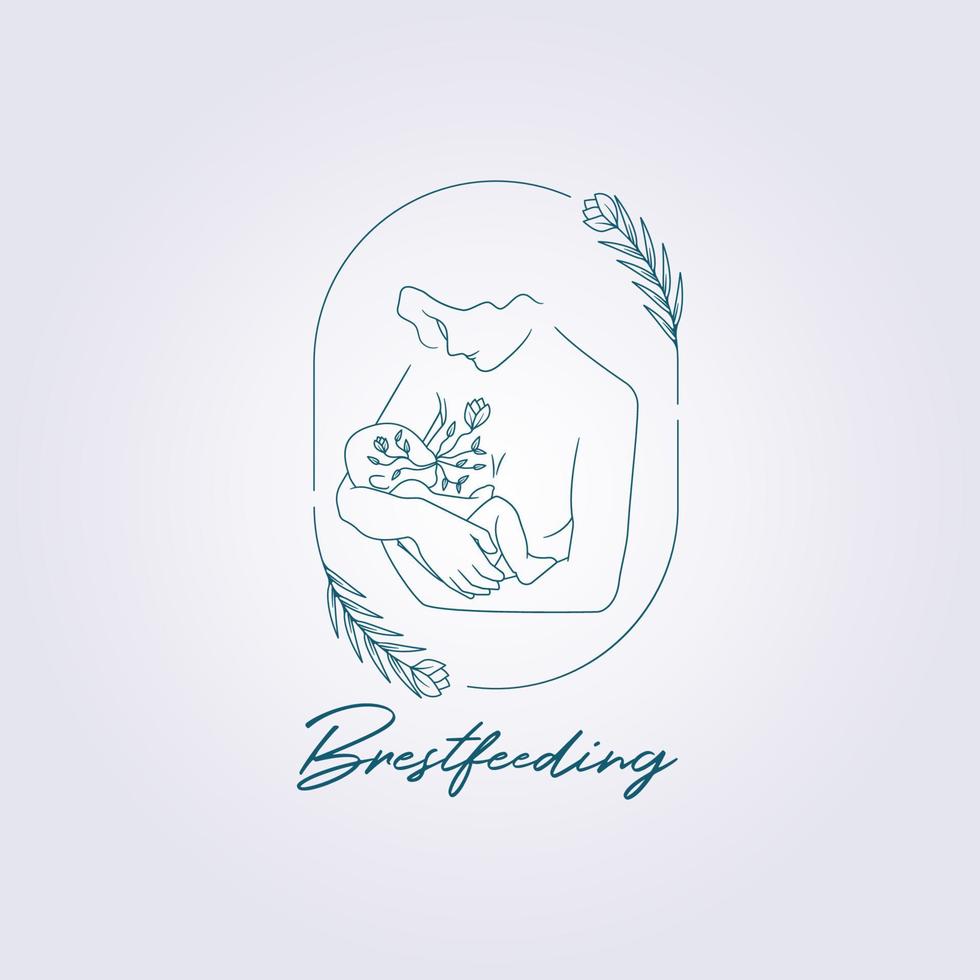 diseño abstracto de la ilustración del vector del logotipo de la insignia de la flor de la lactancia materna, logotipo del símbolo del icono del arte de línea mínima