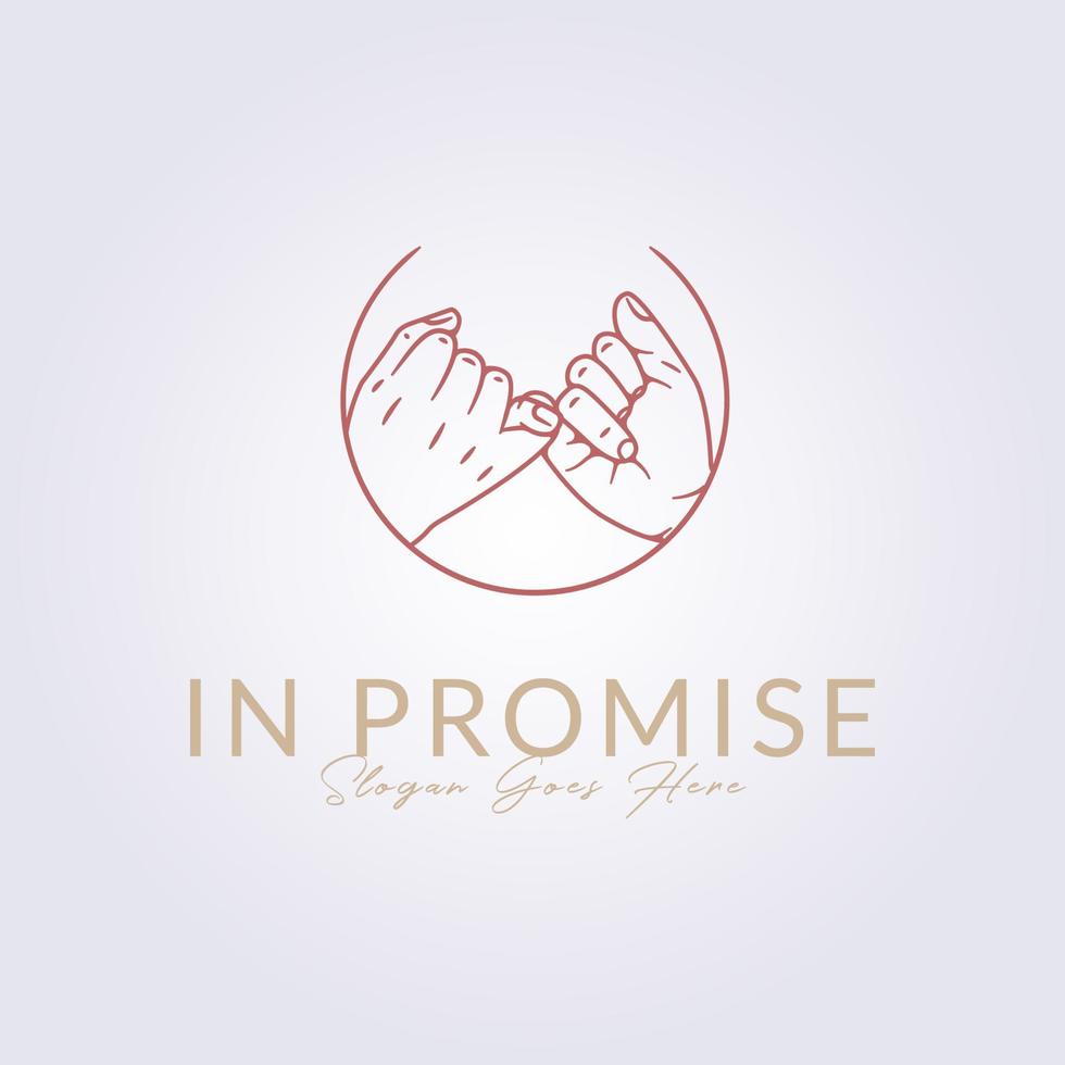 Pinky swear, promise hand logo thin line icon vector ideas illustration circle badge  design, clever and creative concept draft