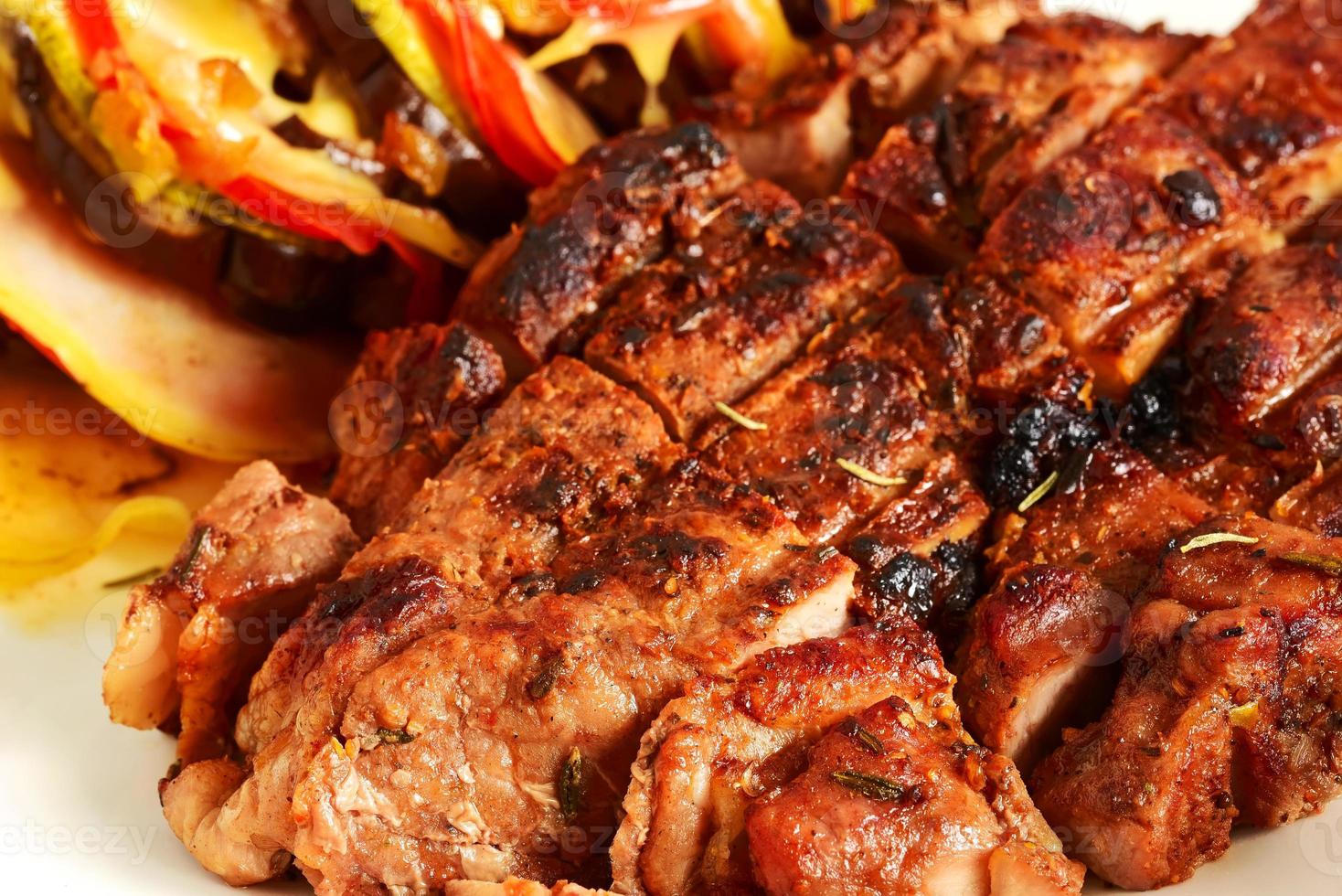 steak and vegetables photo