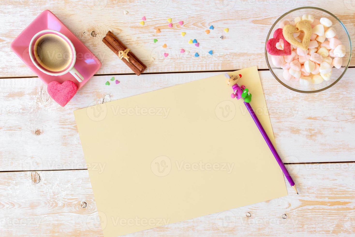 Empty sheet on table photo