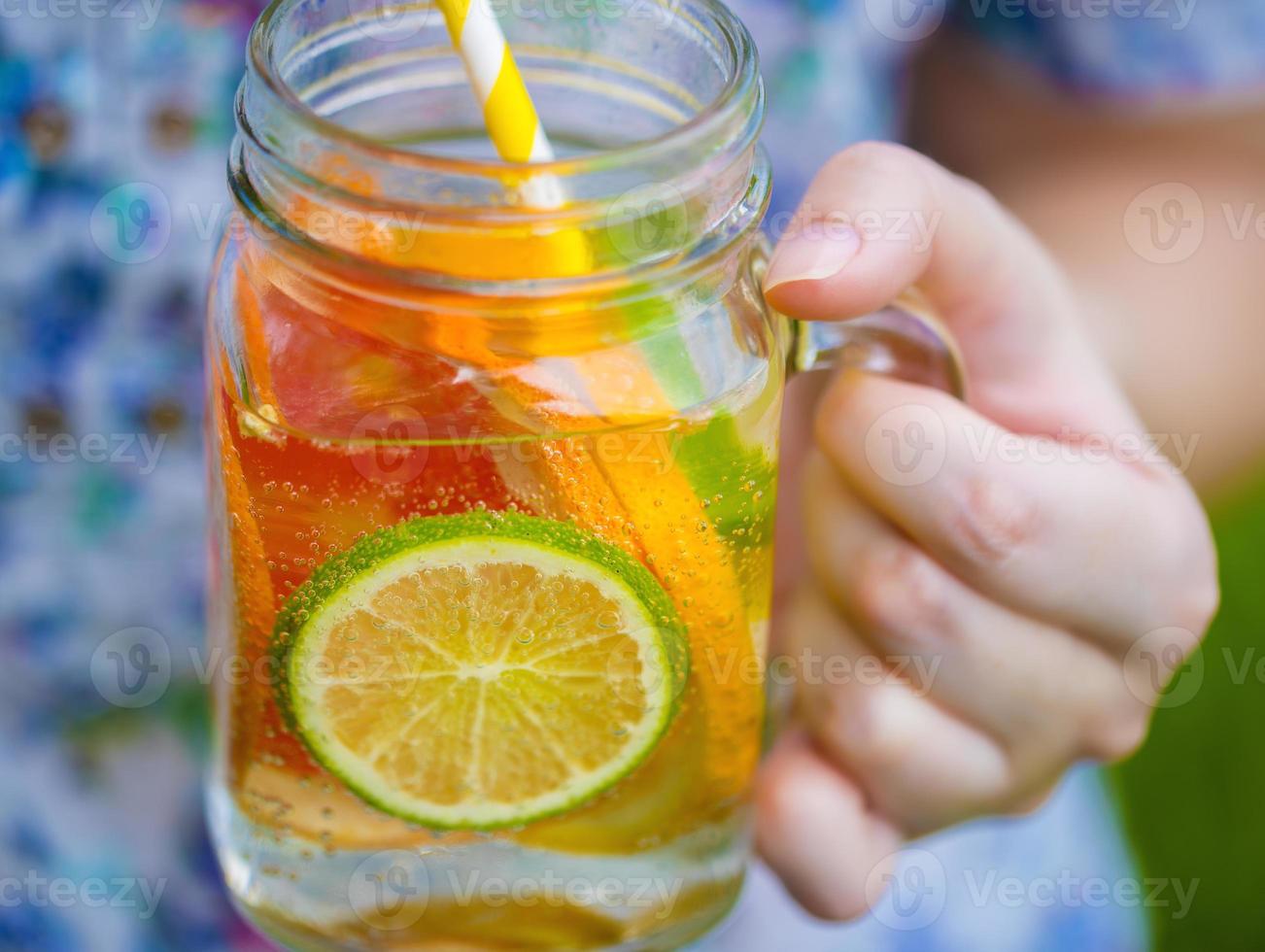 fruit lemonade in jar photo