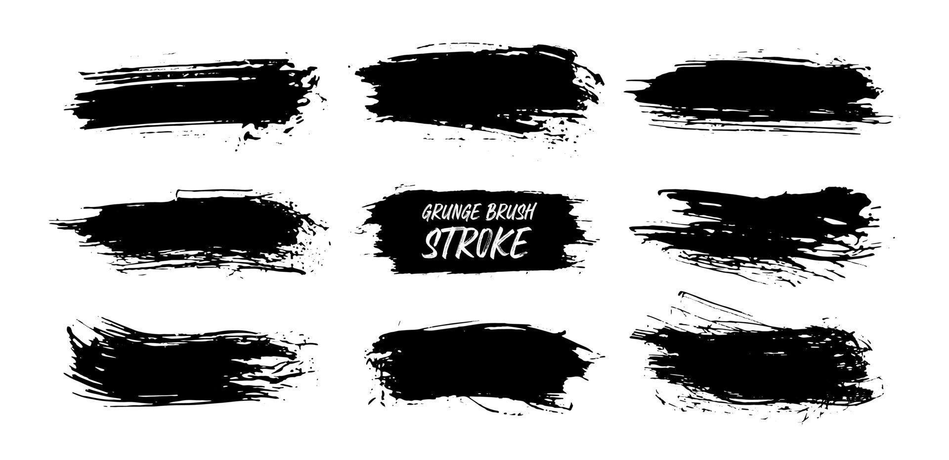 Collection black dirty design element. Grunge brush stroke, paint artistic set. Grunge texture collection vector