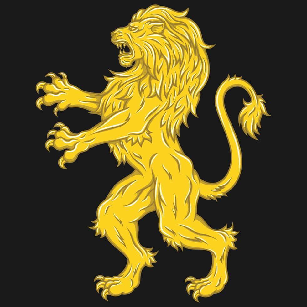 Rampant Lion vector design used as a heraldic symbol in the European Middle Ages