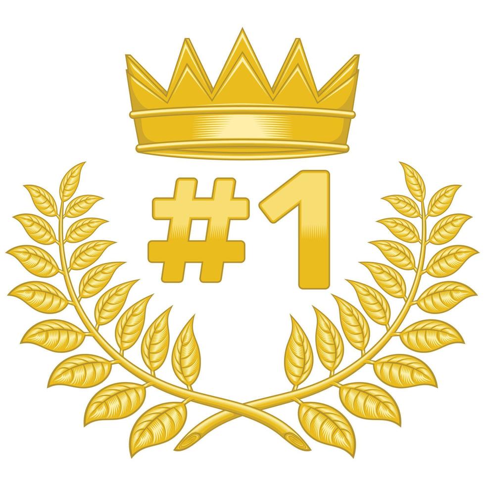 Laurel wreath vector design with royal crown, crowns to award winners