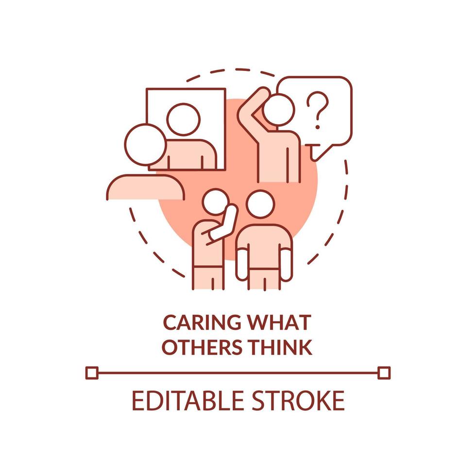 Caring what others think terracotta concept icon. Emotional issue abstract idea thin line illustration. Approval seeker. Isolated outline drawing. Editable stroke. vector