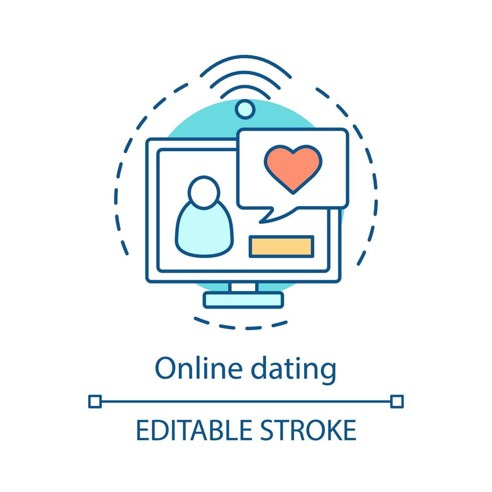 Online dating concept icon. Romantic chatting, messaging idea thin line illustration. Speech bubble with heart. Internet date, flirt. Matchmaking. Vector isolated outline drawing. Editable stroke