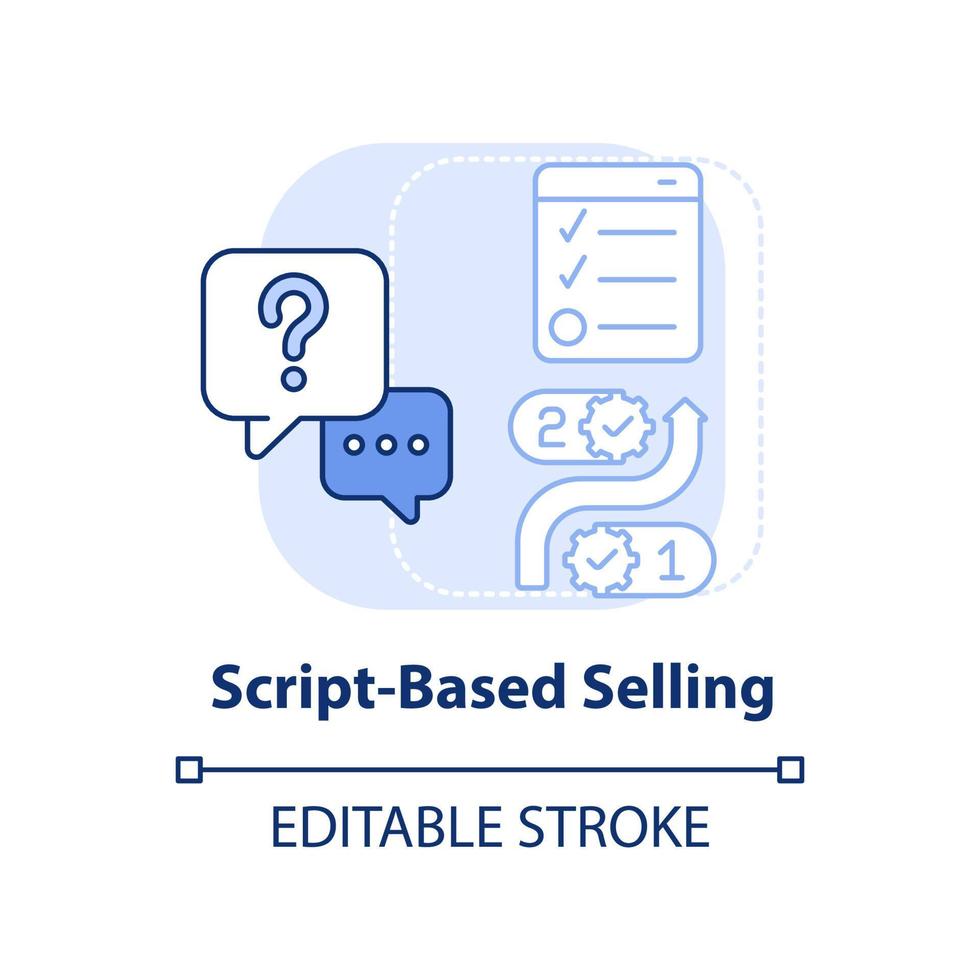 Script-based selling light blue concept icon. Sales strategy abstract idea thin line illustration. Canned selling. Isolated outline drawing. Editable stroke. vector