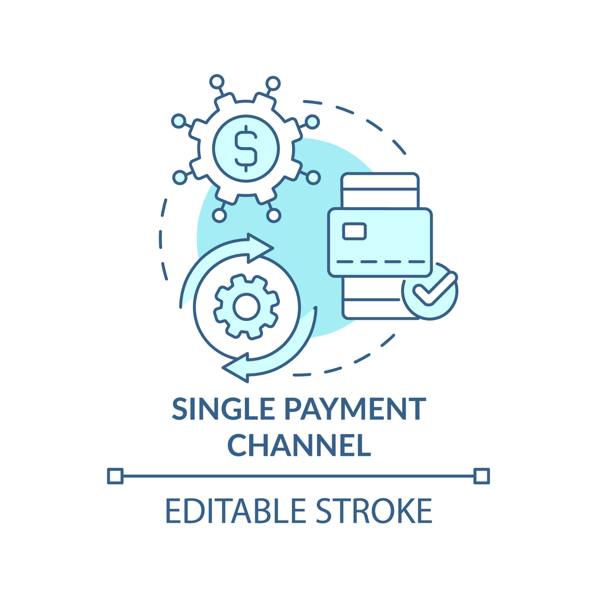 Single payment channel turquoise concept icon. Mobility as service