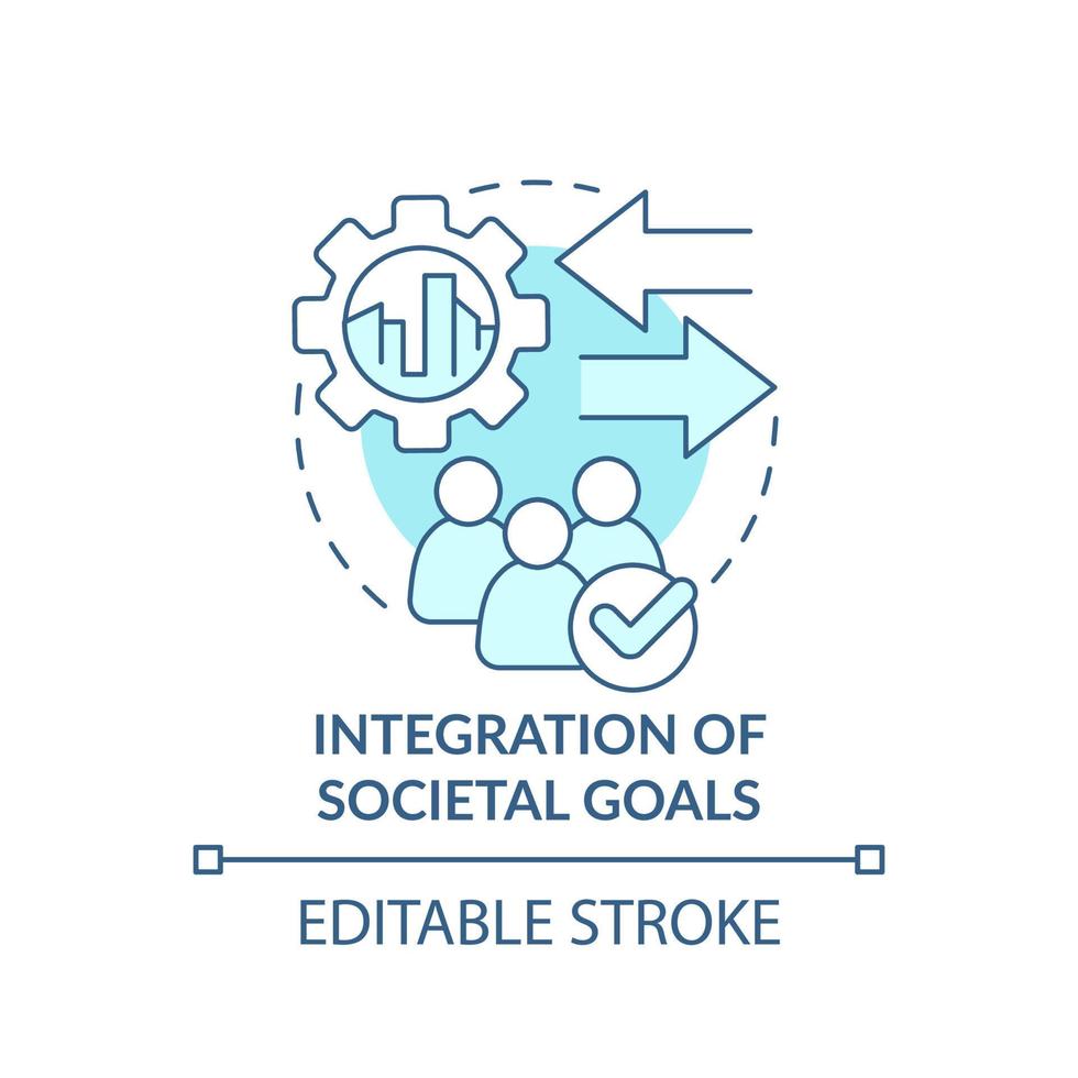 Integration of societal goals turquoise concept icon. Maas integration level abstract idea thin line illustration. Isolated outline drawing. Editable stroke. vector