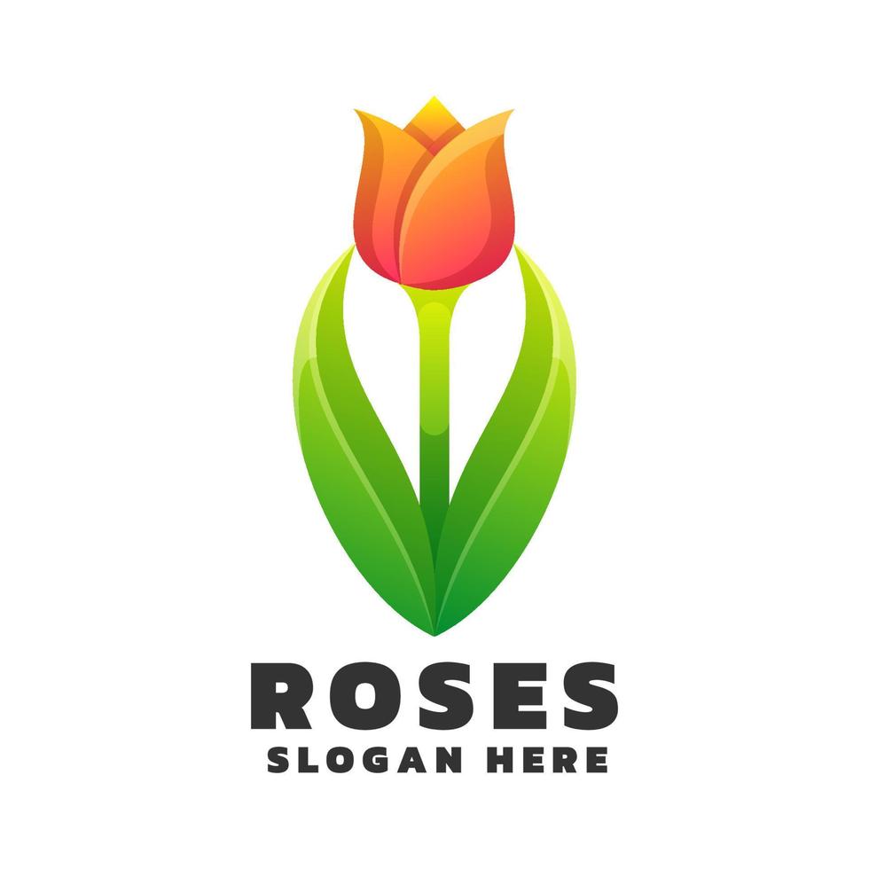 roses logo, gradient colorfull style vector