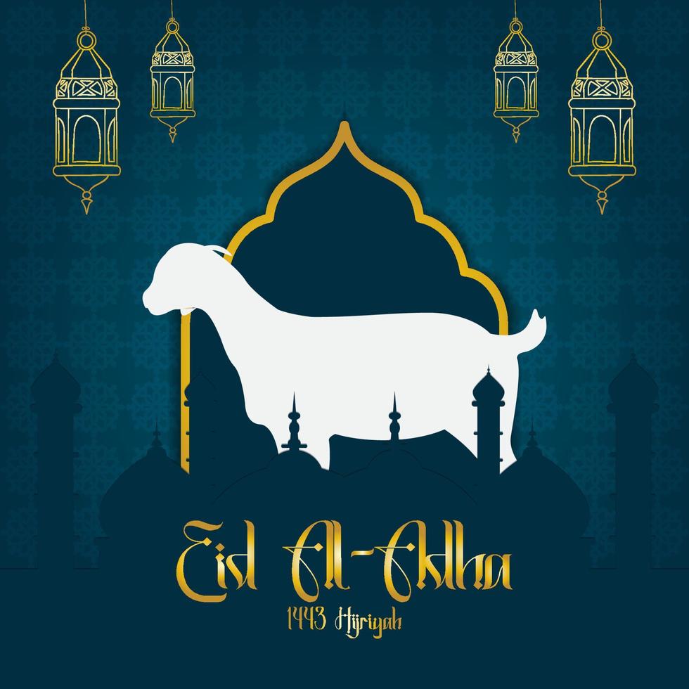 Eid al-Adha greetings with a mosque background. vector