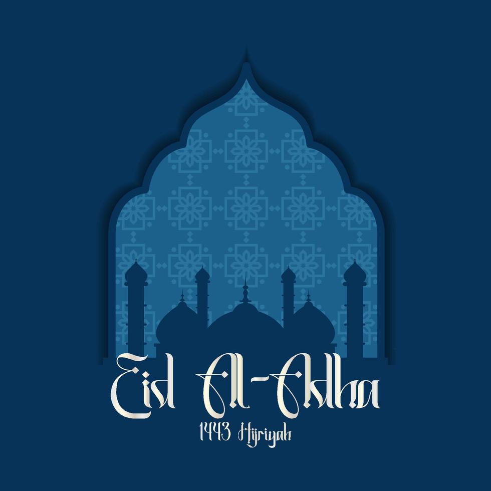 Eid al-Adha greetings with a mosque background. vector