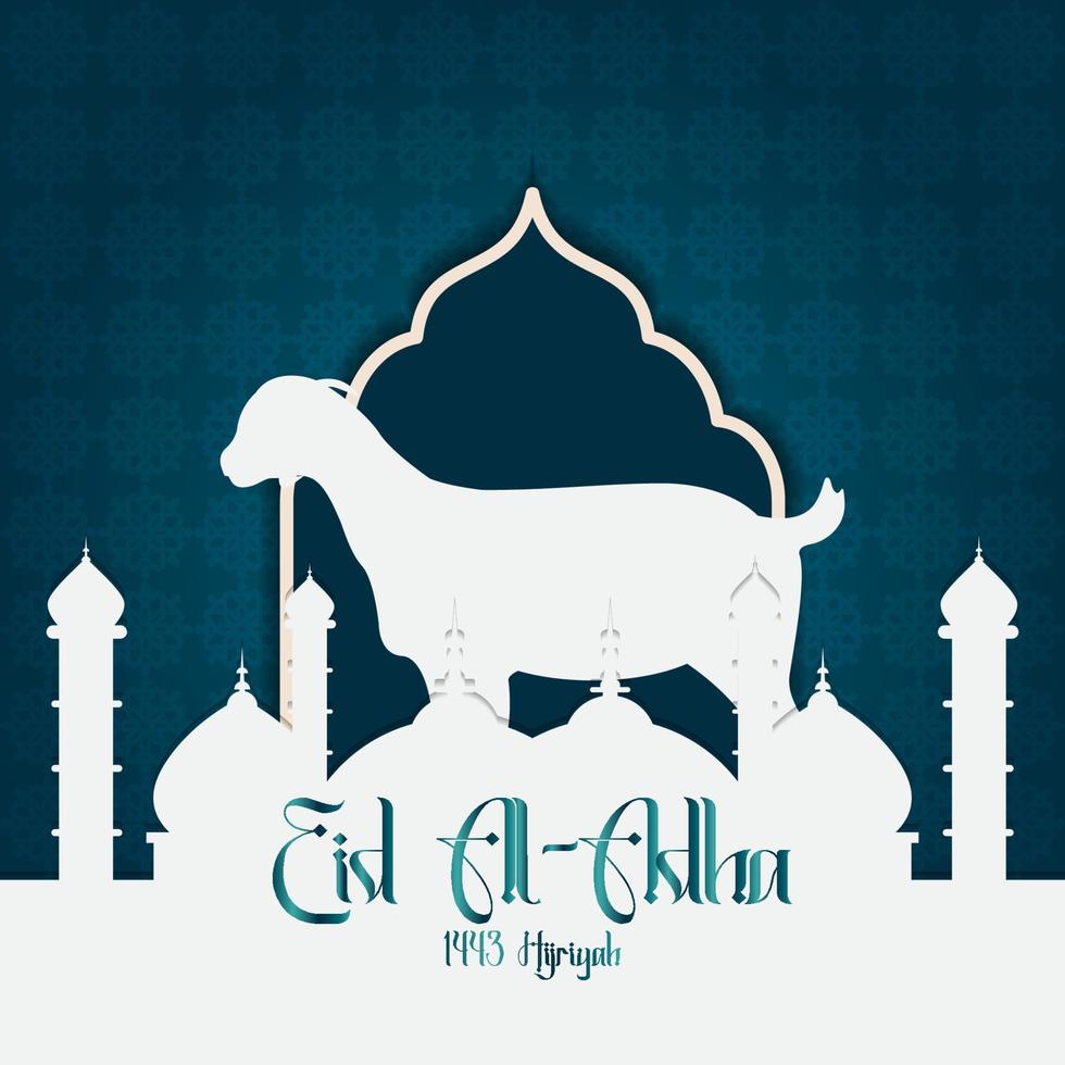 Eid al-Adha greetings with a mosque background. vector