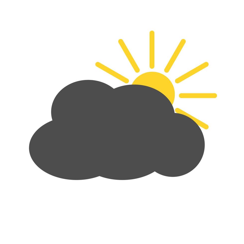 Sun behind clouds vector illustration. Sun and cloud icon. Flat weather icon.