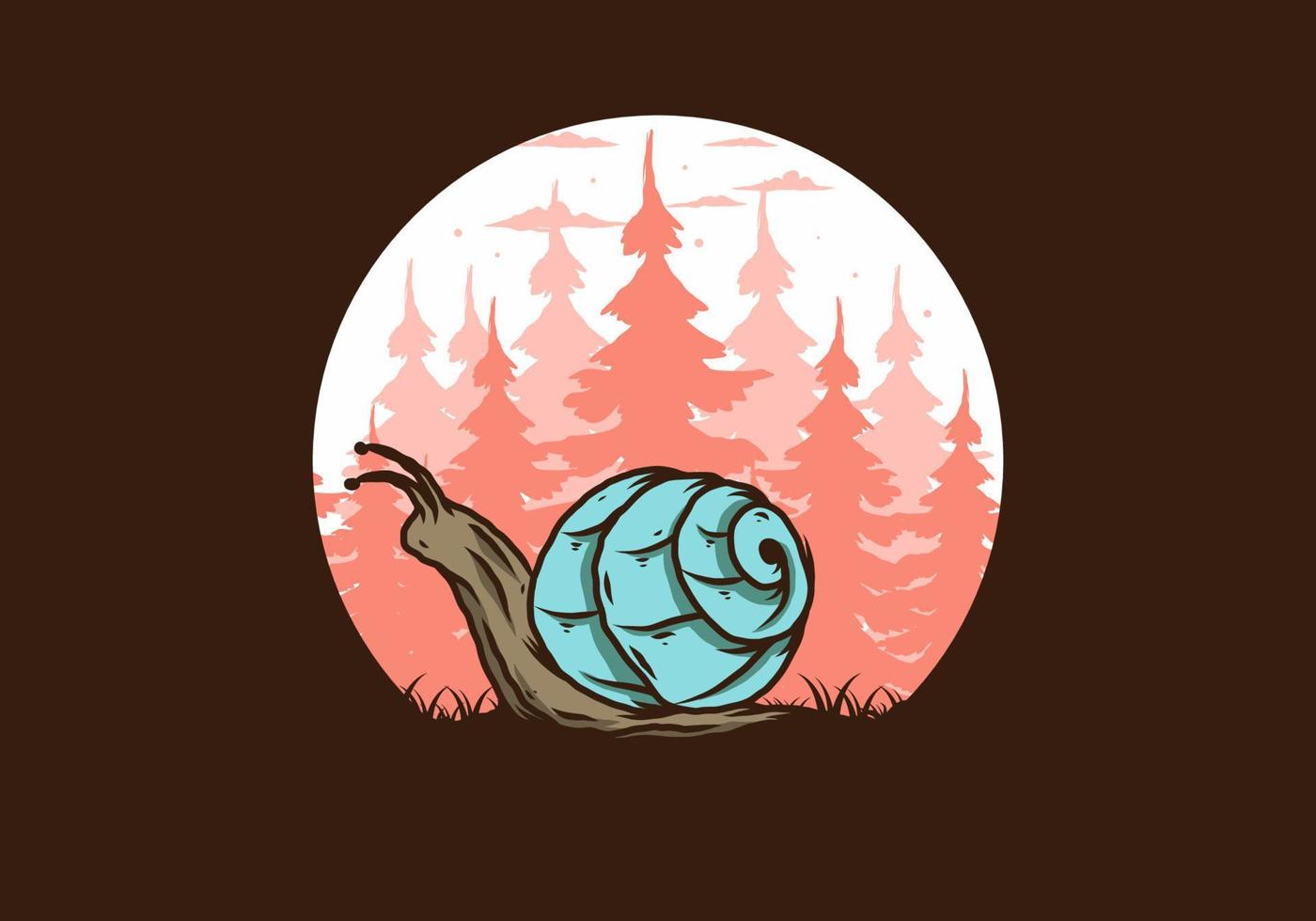 Snail creeping in the forest illustration vector