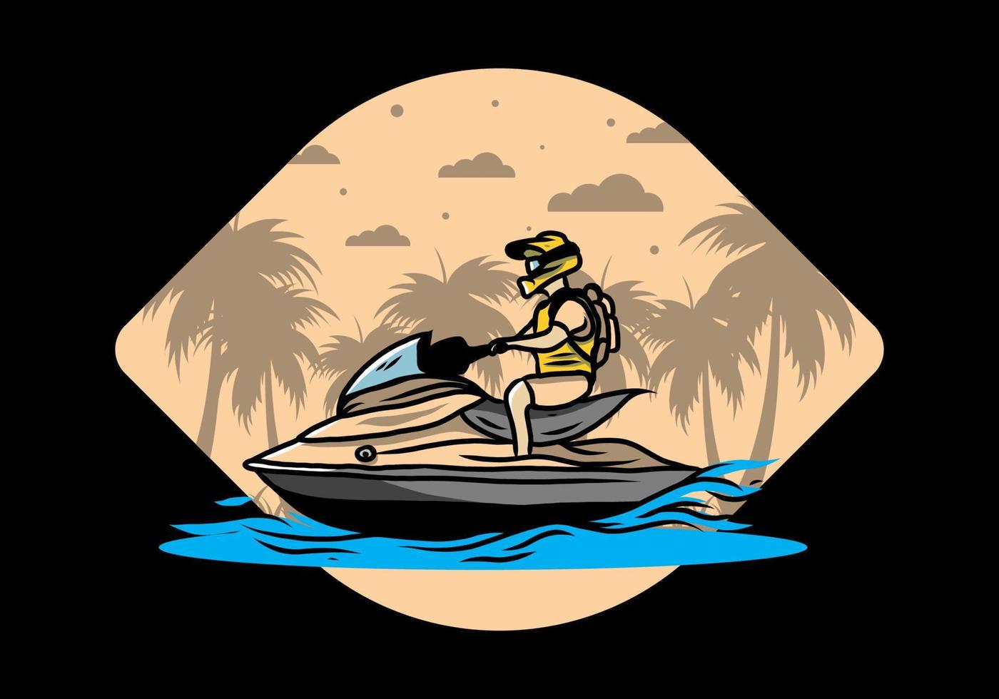 jet sky sport on the beach illustration vector