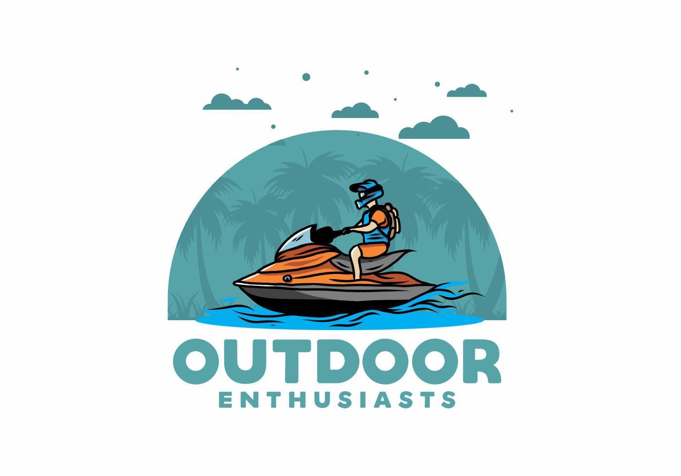 jet sky sport on the beach illustration vector