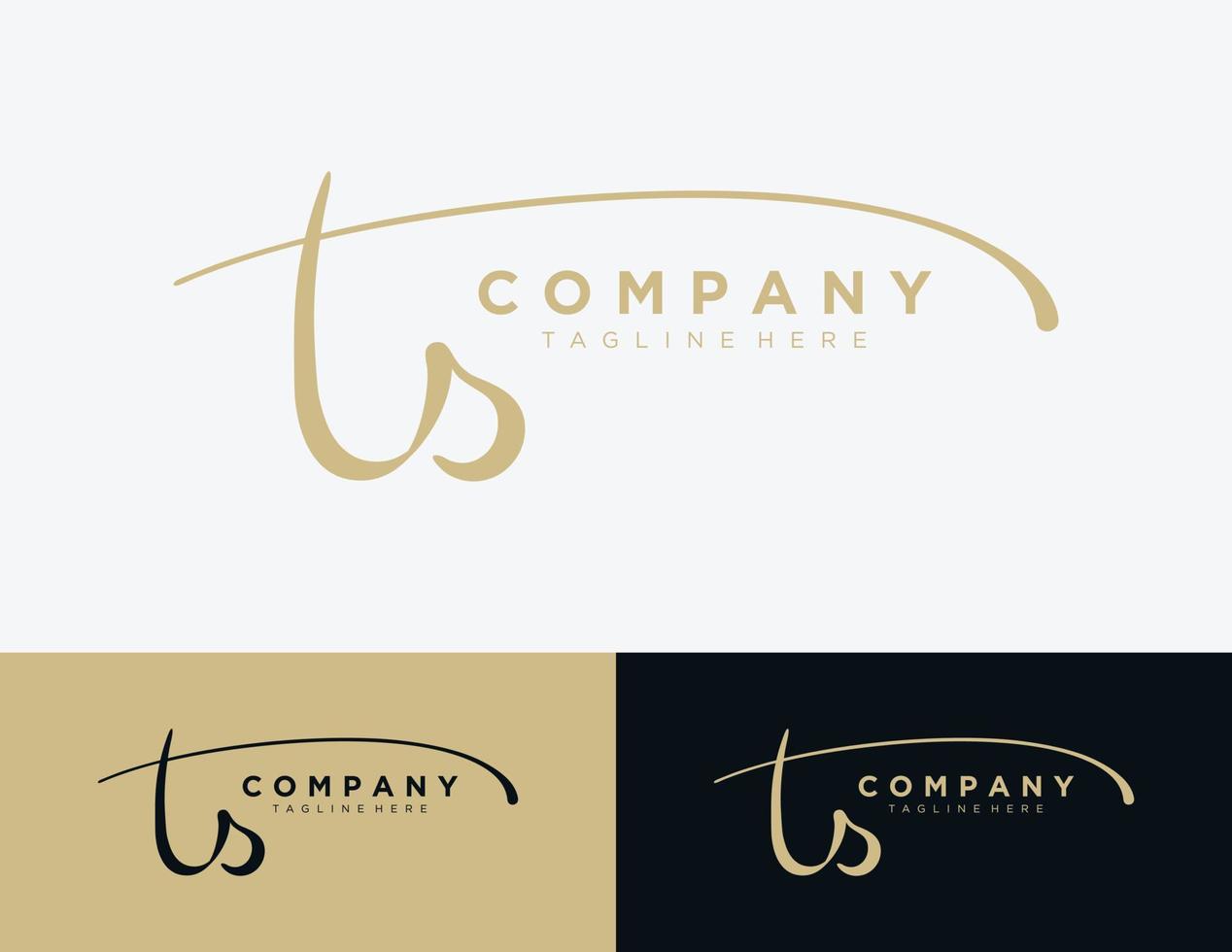 Letter TS handwritten logo design template. vector