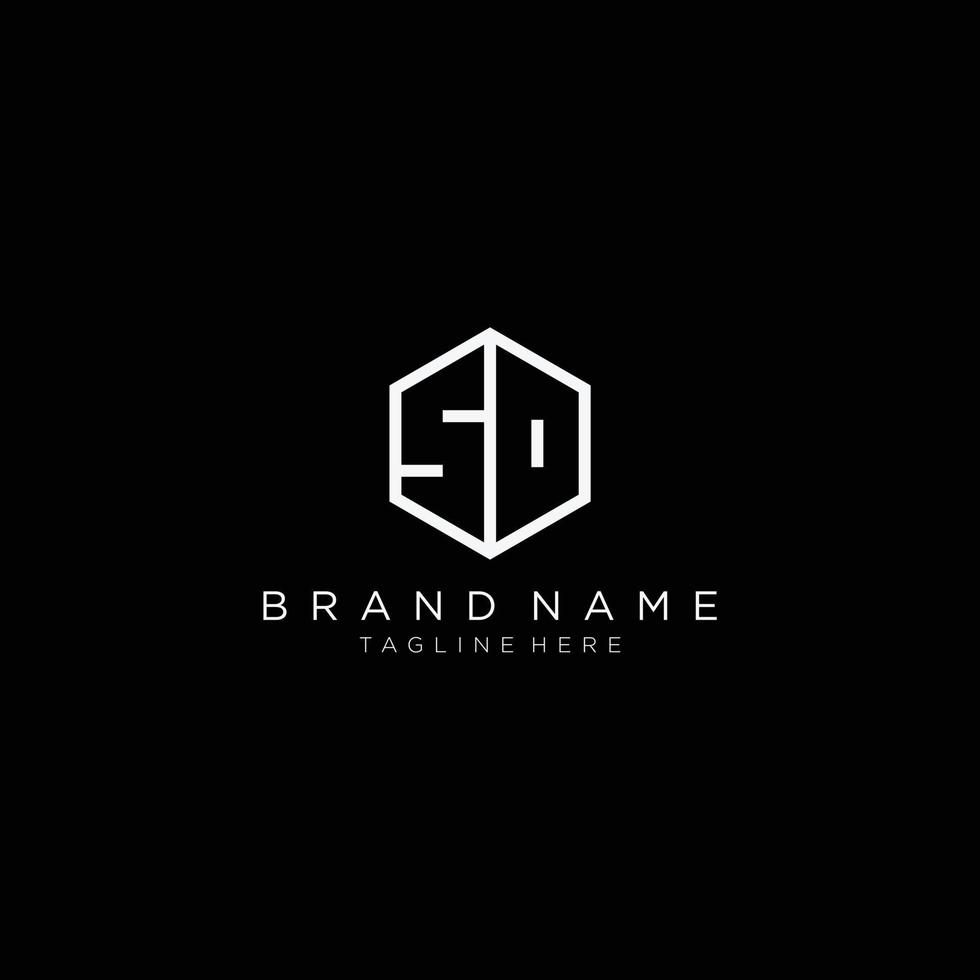 Initial letter SD hexagon logo, monogram line art style design template. Black background. vector