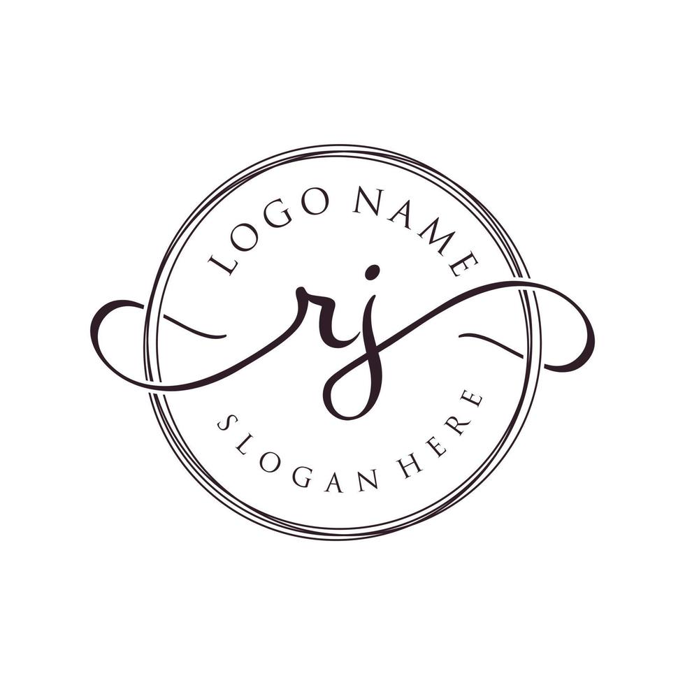 Letter RJ initial handwriting logo template vector