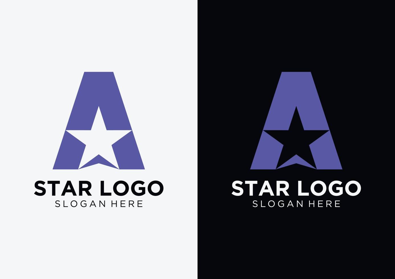 Star and letter A Logo design template. vector