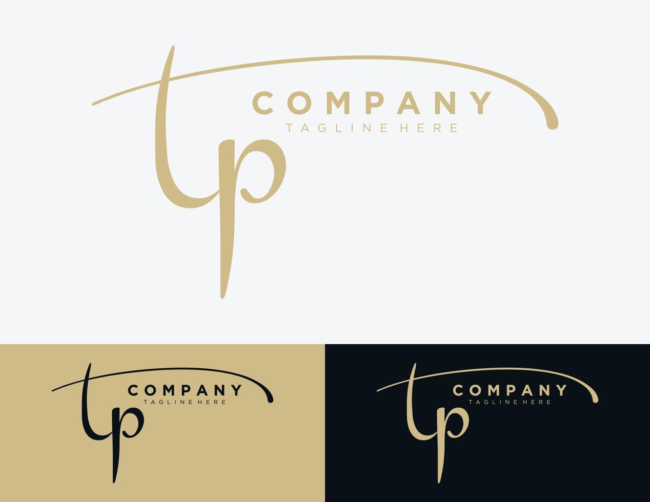 Letter TP handwritten logo design template. vector