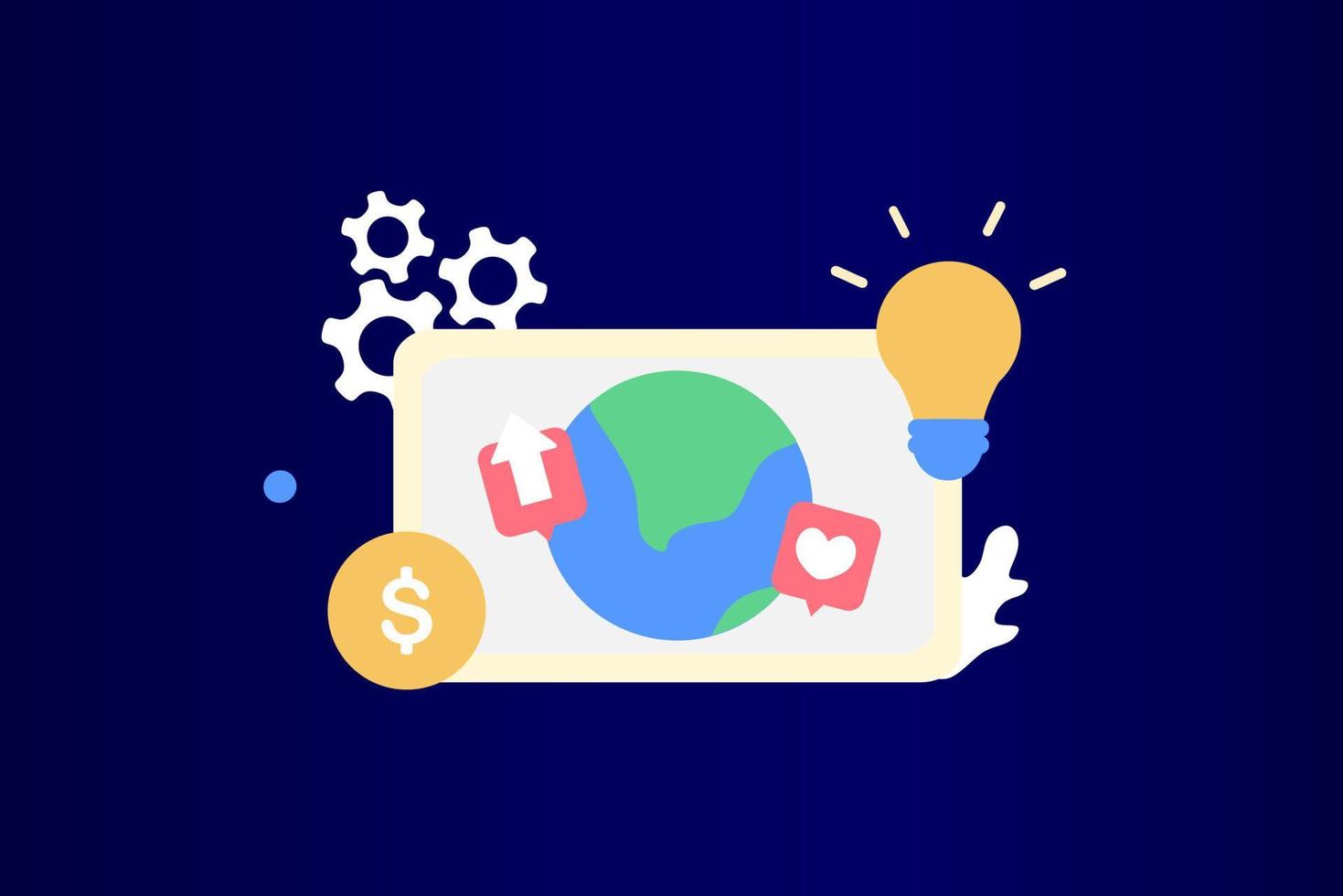 Business trend analysis and project promotion of new business trends concept. Analyst forecasting future web template. Data analysis, stock market analytics, trader, broker. Flat vector illustration.