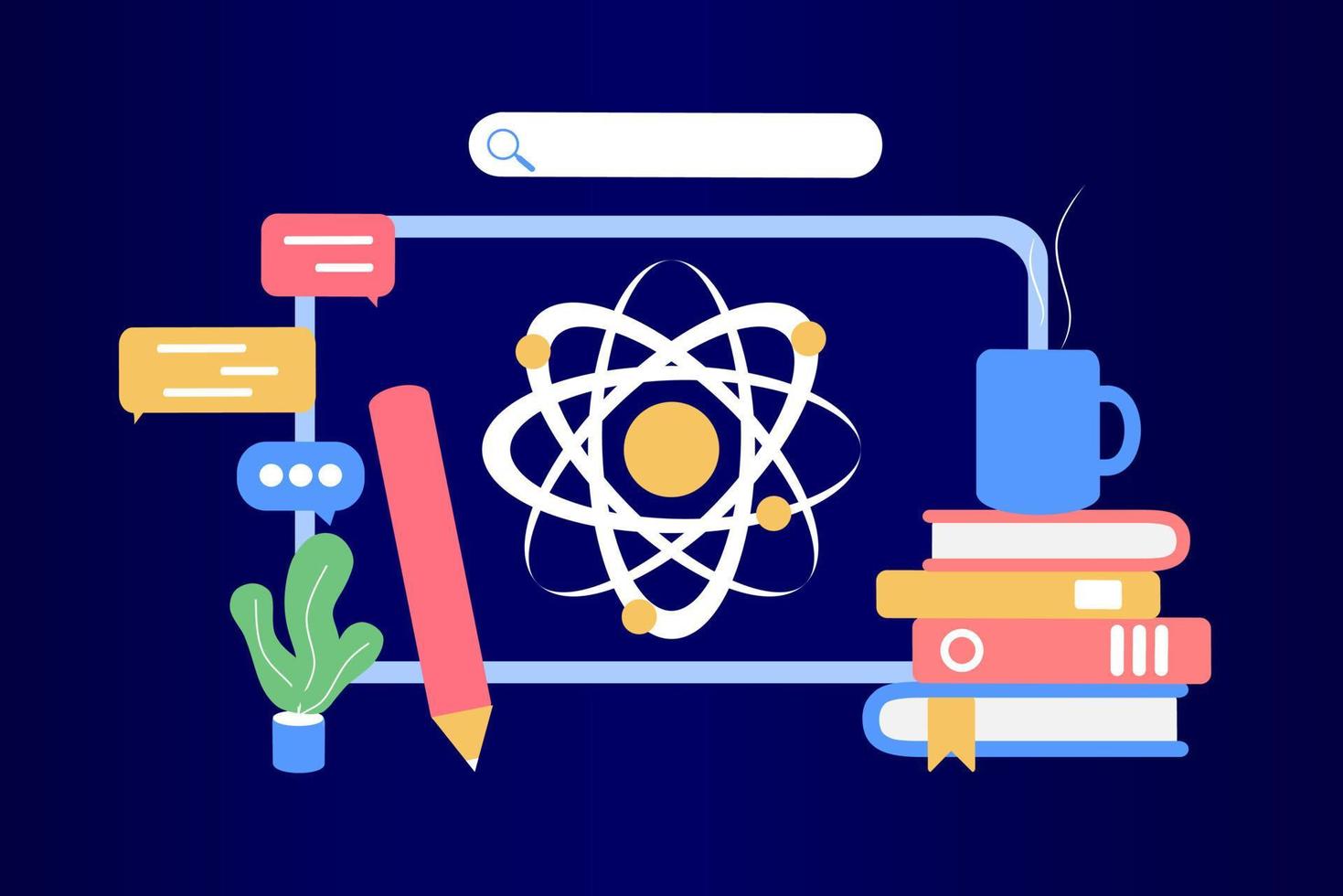 Modern  Online Education for banner website. Page template vector illustration of e-learning, internet course, application learning, university studies, classroom, tutorial, library on computer.