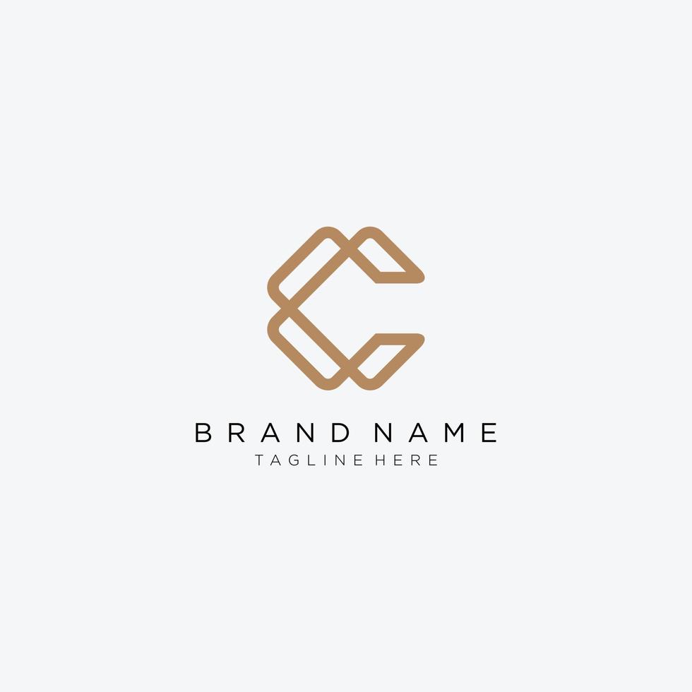 Initial letter C and C, CC, overlapping interlock logo, monogram line art style gold. vector