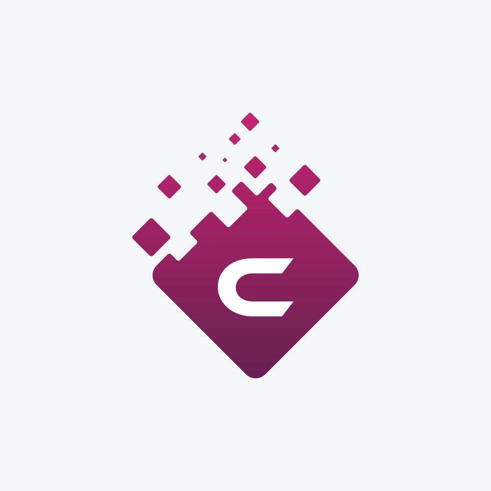 logotipo de la letra c. diseño de letra vectorial c con cuadrado. vector