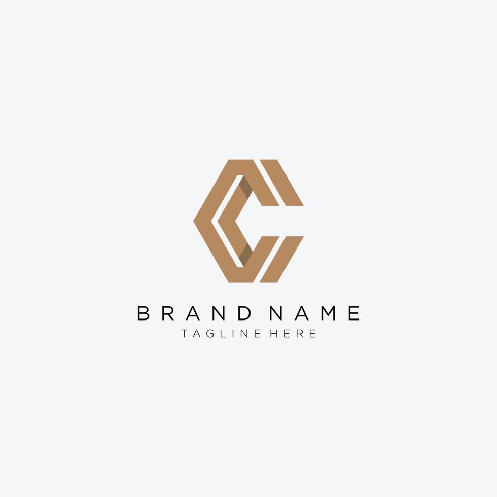 Initial letter C and C, CC, overlapping interlock logo, monogram line art style gold. vector