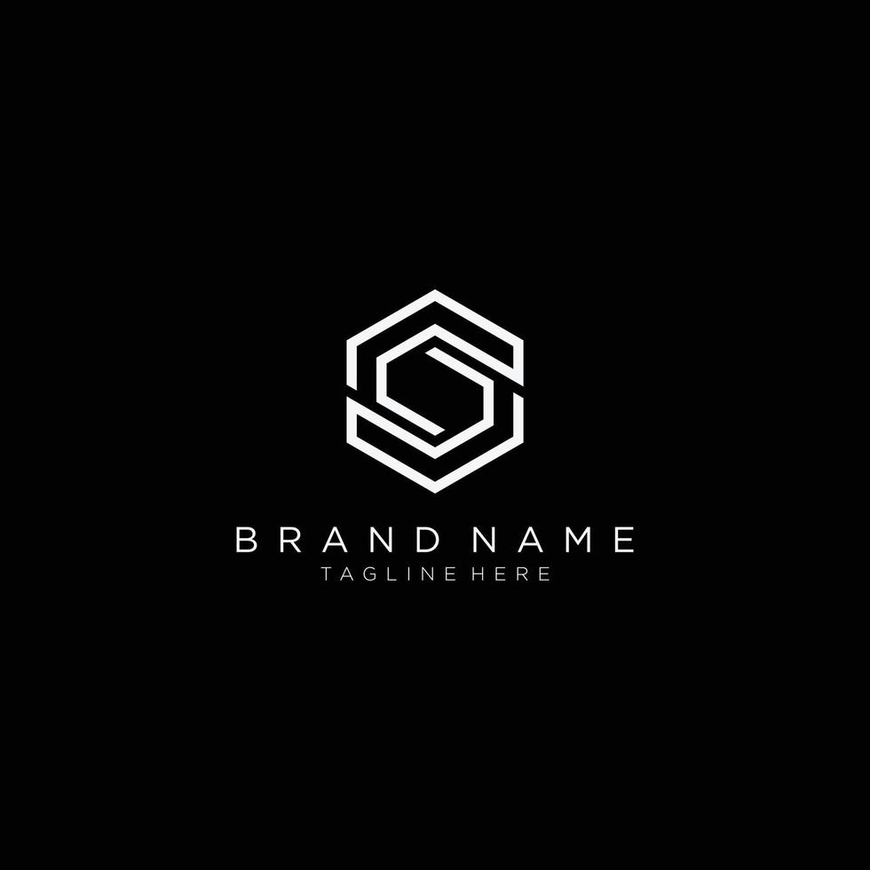 Initial letter SC hexagon logo, monogram line art style design template. Black background. vector