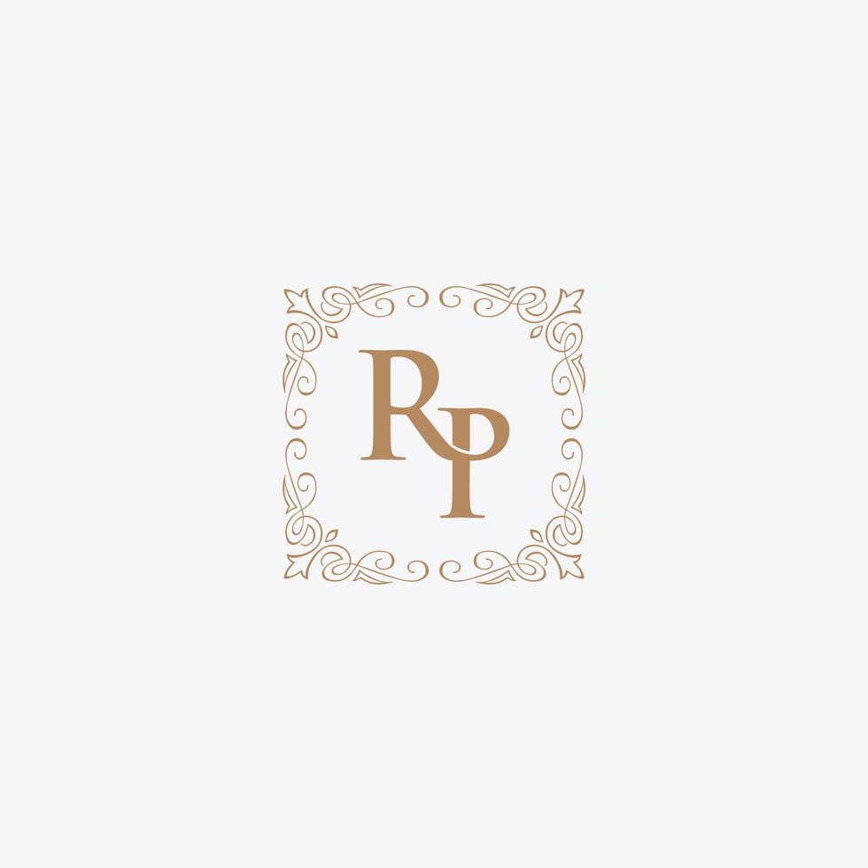 Initial letters R and P, RP, decorative ornament frame design. vector