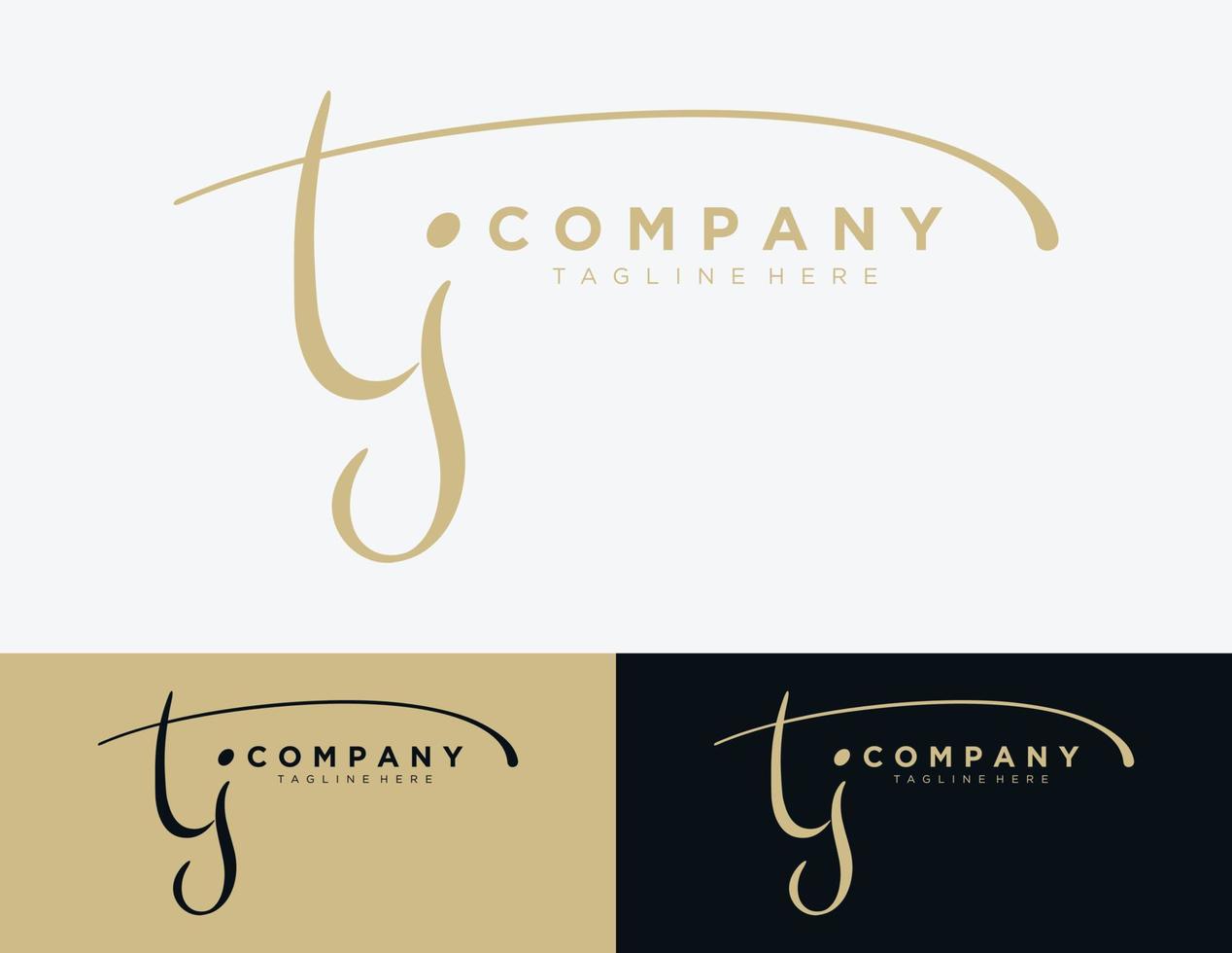 Letter TJ handwritten logo design template. vector