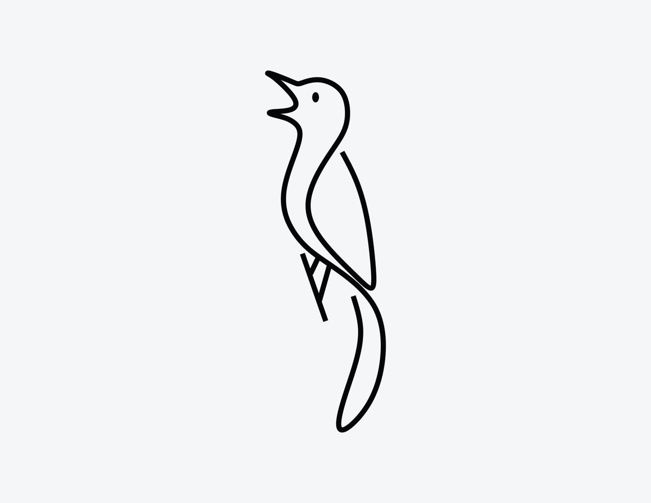 bird magpie logo design line art style. vector