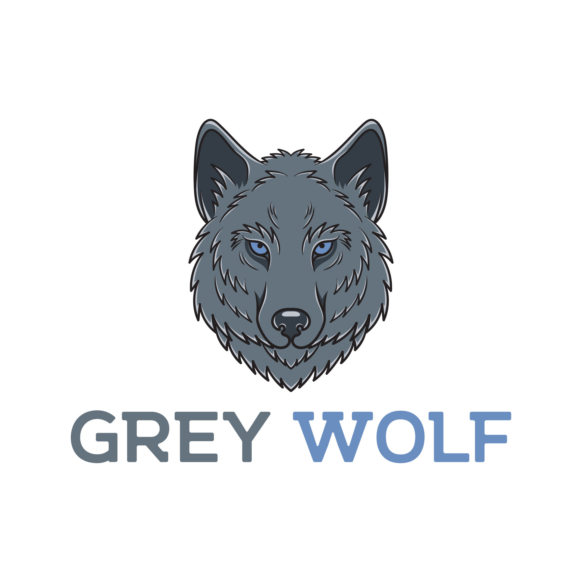 Gray wolf head logo with old school traditional tattoo style 8174599 ...