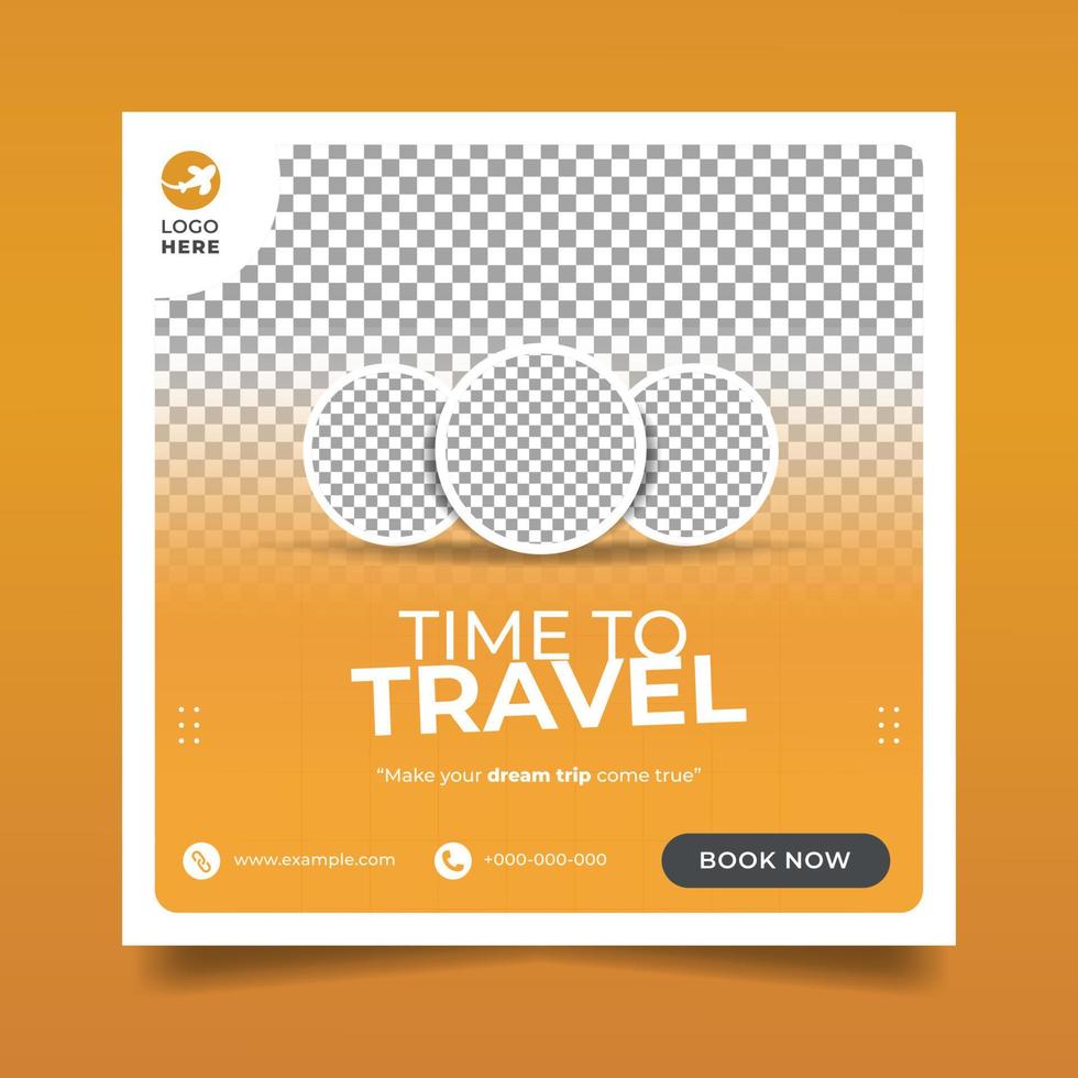 Modern Orange Travel Banner for Holiday Social Media Post vector