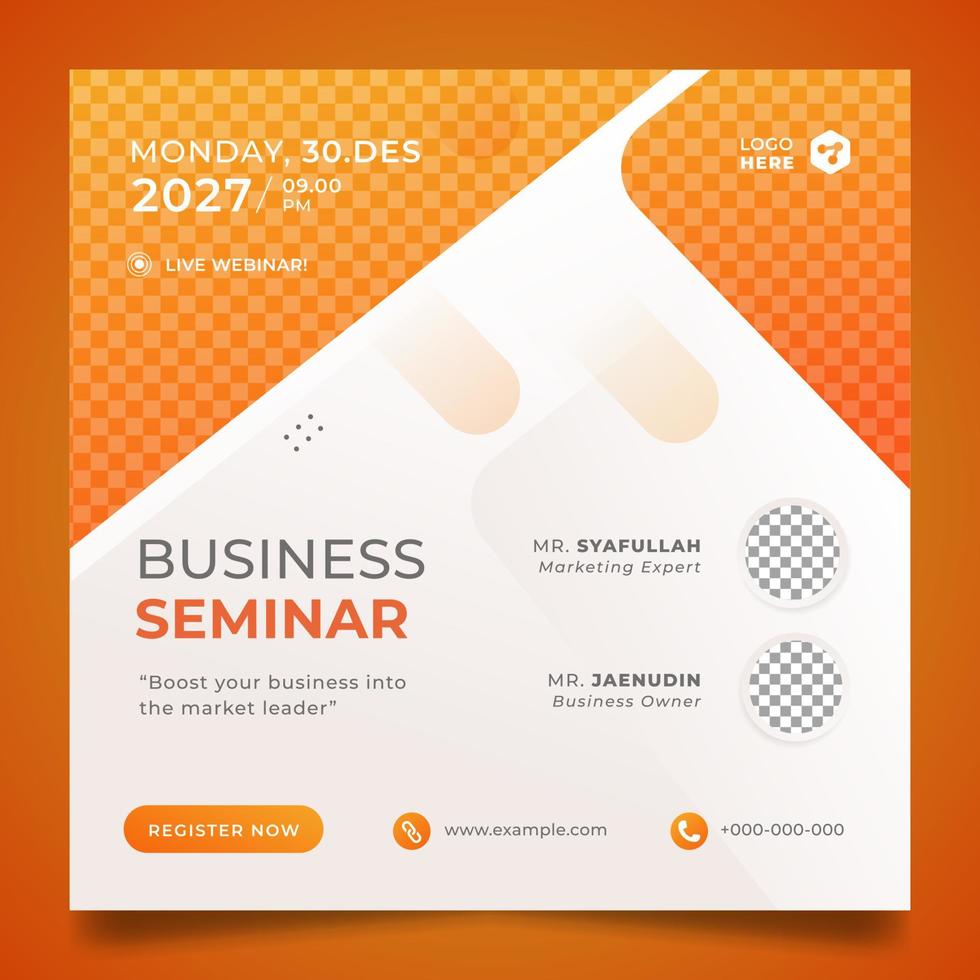 Gradient Orange Business Seminar Flyer or Social Media Banner vector