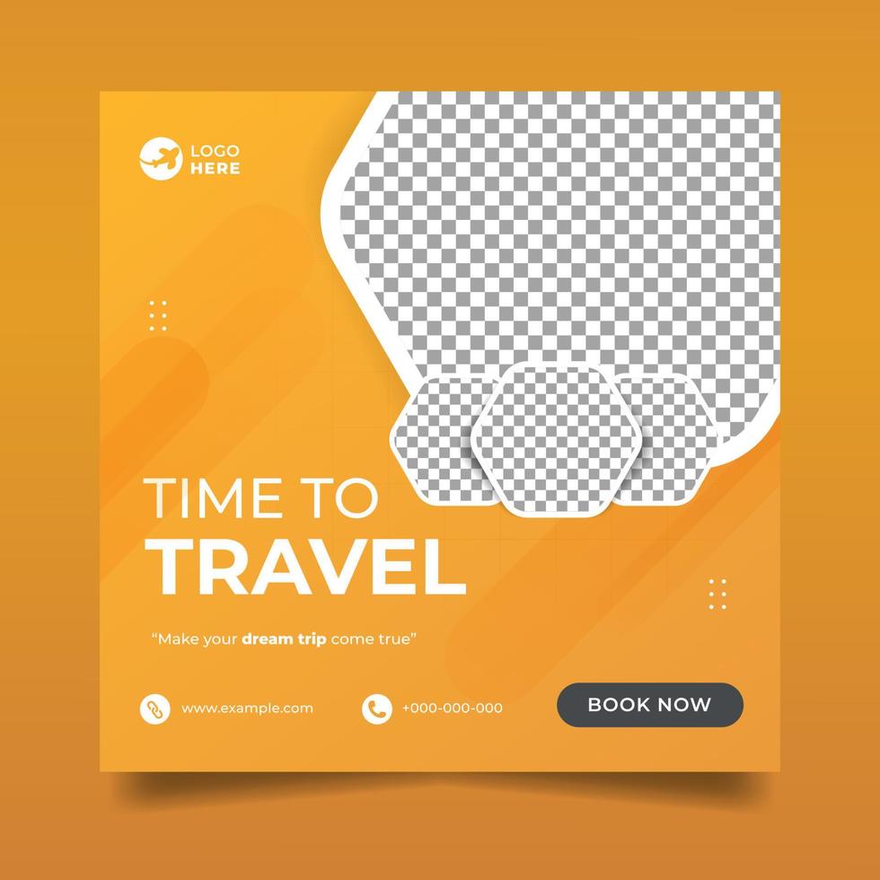 Modern Orange Travel Banner for Holiday Social Media Post vector