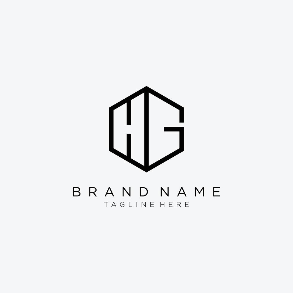 Initial letter HG hexagon logo, monogram line art style design template. vector