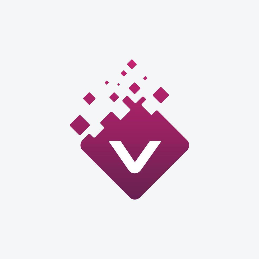 Letter V Logo. V Vector Letter Design with square.