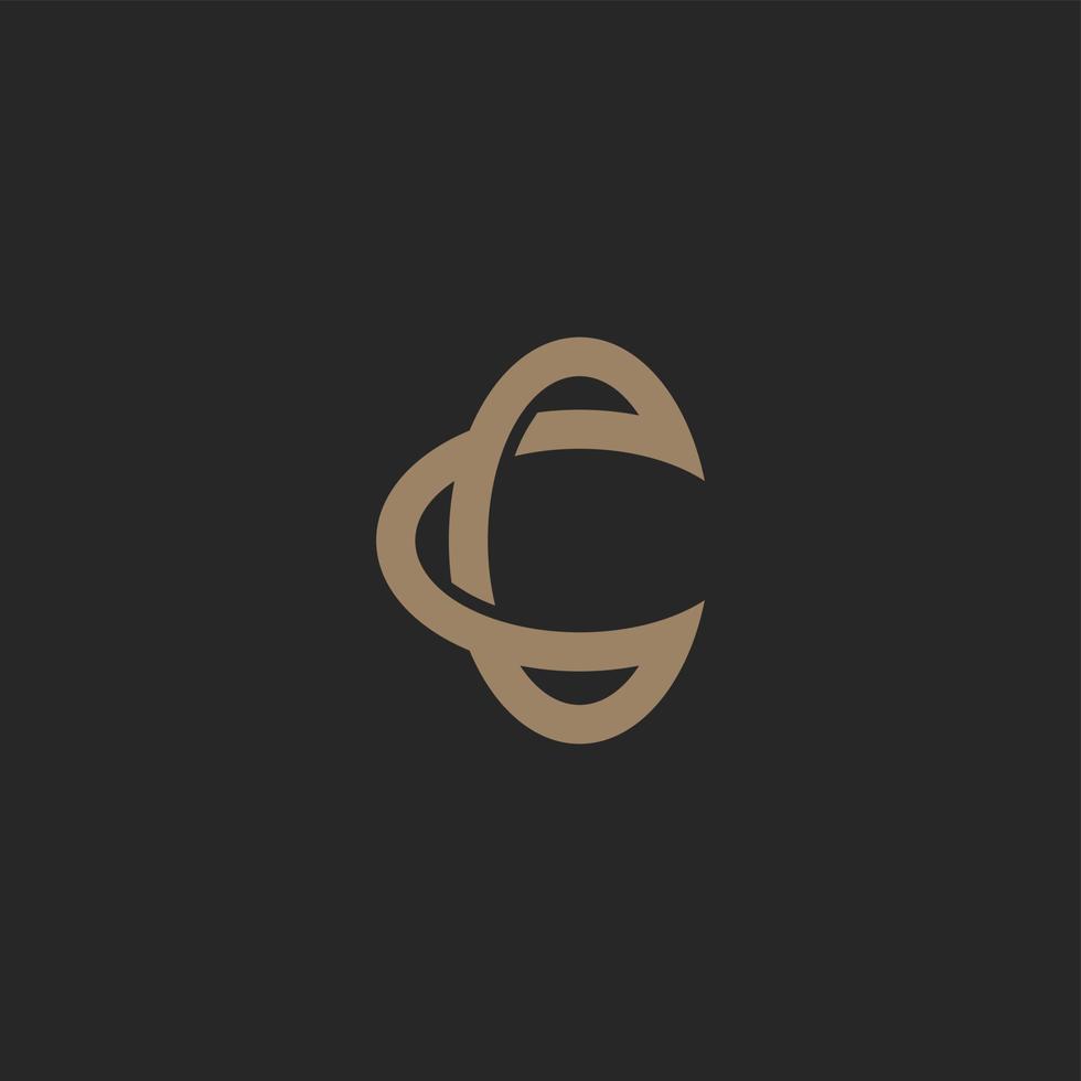 letter CC gold ellipse logo vector. Black background. vector